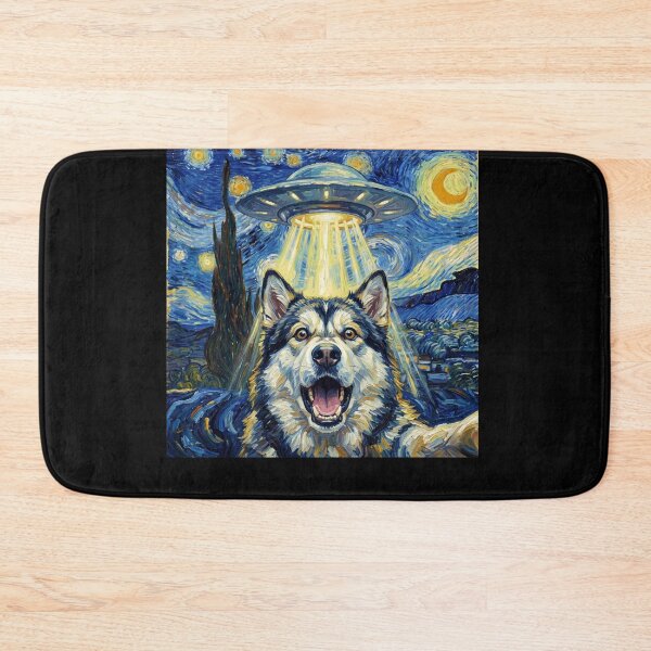 Item preview, Alaskan Malamute Starry Night UFO Van Gogh Art Dog Selfie Lover designed and sold by Kimberley King Art  King Art.