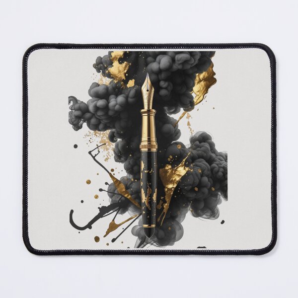 Item preview, Luxury Fountain Pen Black Gold Watercolor | Writer's Inspiration Art designed and sold by Biedroneczka.
