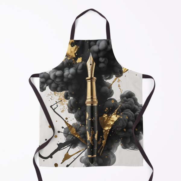 Item preview, Luxury Fountain Pen Black Gold Watercolor | Writer's Inspiration Art designed and sold by Biedroneczka.