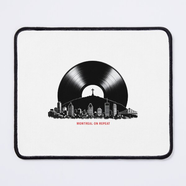 Item preview, Montréal On Repeat Vinyl Record Mountain Skyline Art designed and sold by Fenay Designs.