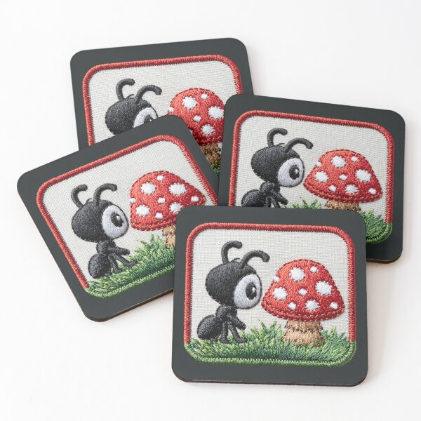 Item preview, Cute Ant Mushroom Embroidery Patch designed and sold by MegaNovaArt.