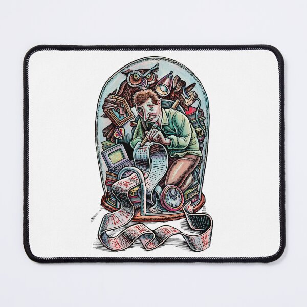 Item preview, stock ticker with a worried investor inside writing on the scroll designed and sold by LisaHaney.