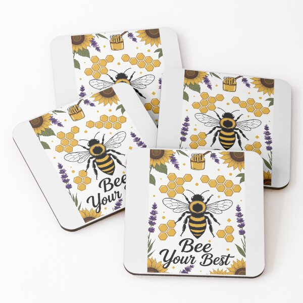 Item preview, Bee Your Best Positive Honey Bee and Sunflowers Pun Illustration designed and sold by HALYNA070824.