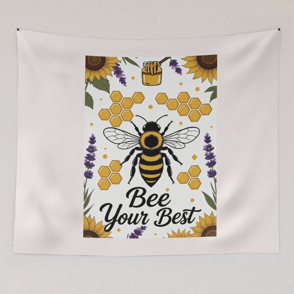 Item preview, Bee Your Best Positive Honey Bee and Sunflowers Pun Illustration designed and sold by HALYNA070824.