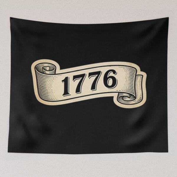 Item preview, Vintage 1776 Revolutionary War Ribbon Scroll Banner Engraving designed and sold by DarkOriginArts.