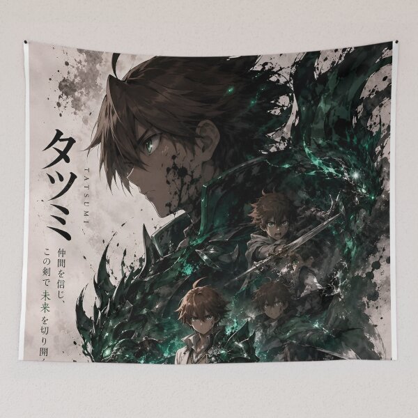 Item preview, Tatsumi Dragon Warrior Anime Poster | Dark Fantasy Sword Fighter Green Dragon Energy Art designed and sold by Dyan4.