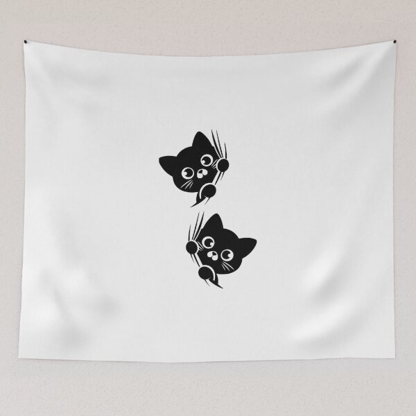 Item preview, Two Peeking Black Cats Cute Silhouette Illustration designed and sold by Macias123.