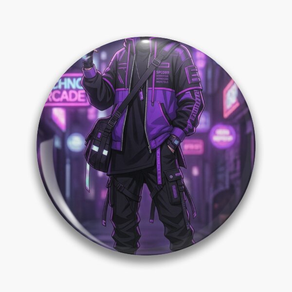Item preview, Cyberpunk Anime Streetwear T-Shirt – Purple & Black Techwear Design designed and sold by GADS_STUDIO.