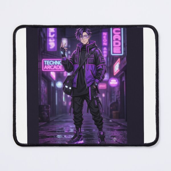 Item preview, Cyberpunk Anime Streetwear T-Shirt – Purple & Black Techwear Design designed and sold by GADS_STUDIO.