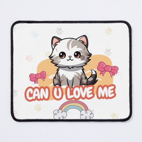 Item preview, Cute Cat Love Sticker – "Can U Love Me ?" Kawaii Cat Cartoon Sticker for Laptop, Water Bottle & Journal designed and sold by FashionEmpire86.