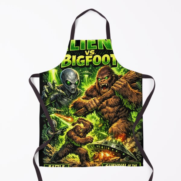 Item preview, Aliens vs Bigfoot Retro Horror Sci-Fi Comic Cover designed and sold by redsharkuk.