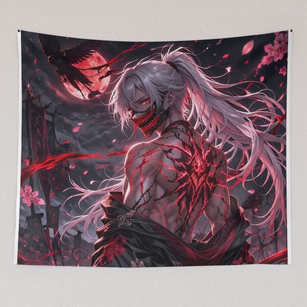 Item preview, Crimson Demon Slayer Warrior | Dark Blood Aura Samurai Anime Fantasy Sword Art designed and sold by Dyan4.