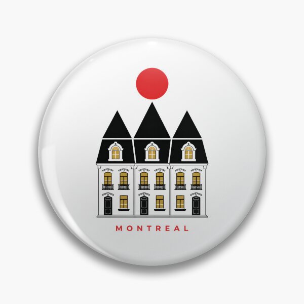 Item preview, Montreal Victorian Row Houses Red Sun Minimalist Art designed and sold by Fenay Designs.