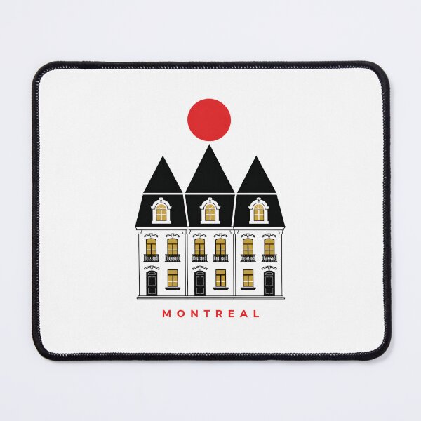 Item preview, Montreal Victorian Row Houses Red Sun Minimalist Art designed and sold by Fenay Designs.