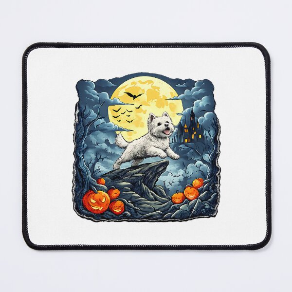 Item preview, spooky wolf West Highland White Terrier Moon halloween designed and sold by ArtDesignTp.