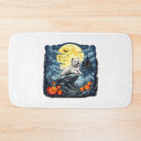 Item preview, spooky wolf West Highland White Terrier Moon halloween designed and sold by ArtDesignTp.