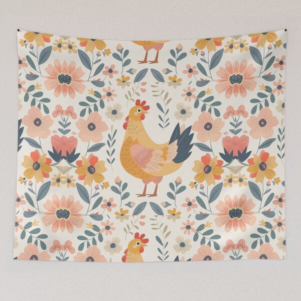 Item preview, Scandinavian Folk Art, Floral Chicken designed and sold by xiao xuans.