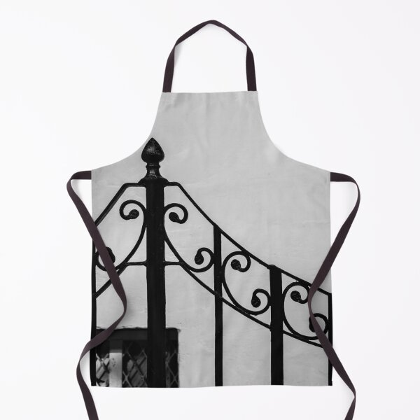 Item preview, Black Wrought-Iron Gate With Scrollwork Against White Plastered Wall Minimal Architectural Detail designed and sold by Nmallia.