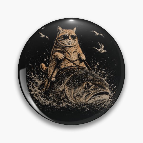 Item preview, Funny cat riding a fish Cat Meme designed and sold by will freed18.