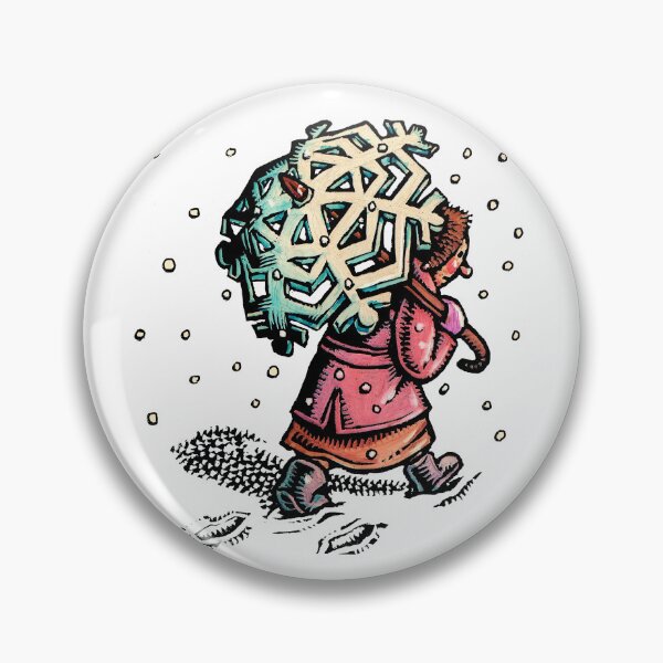 Item preview, Woman walks in the snow with snowflake umbrella designed and sold by LisaHaney.