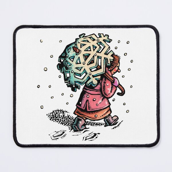 Item preview, Woman walks in the snow with snowflake umbrella designed and sold by LisaHaney.