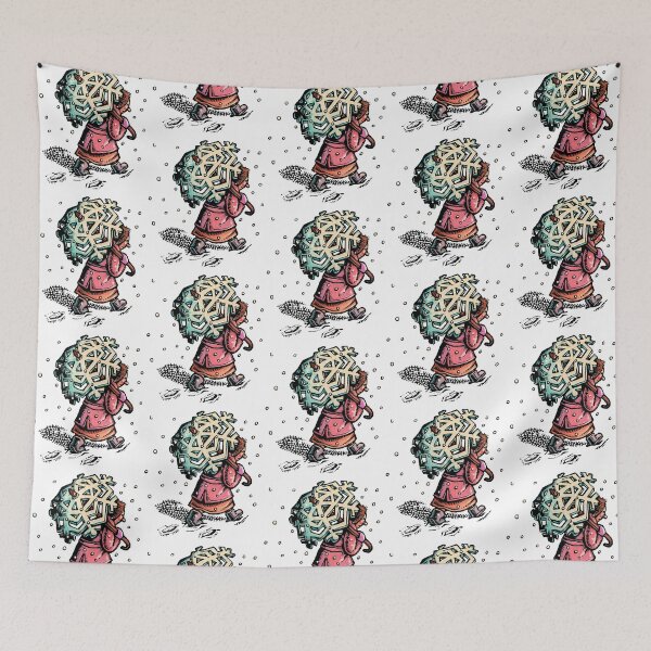 Item preview, Woman walks in the snow with snowflake umbrella designed and sold by LisaHaney.