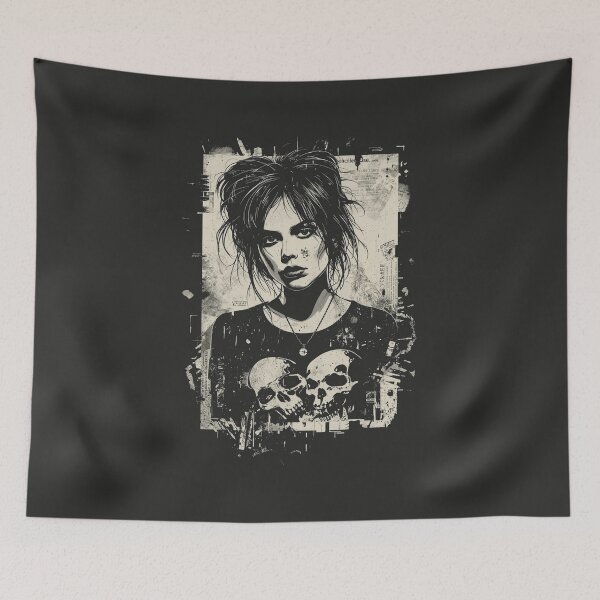 Item preview, Goth Girl Collage Dual Skulls designed and sold by ERODED SELF.
