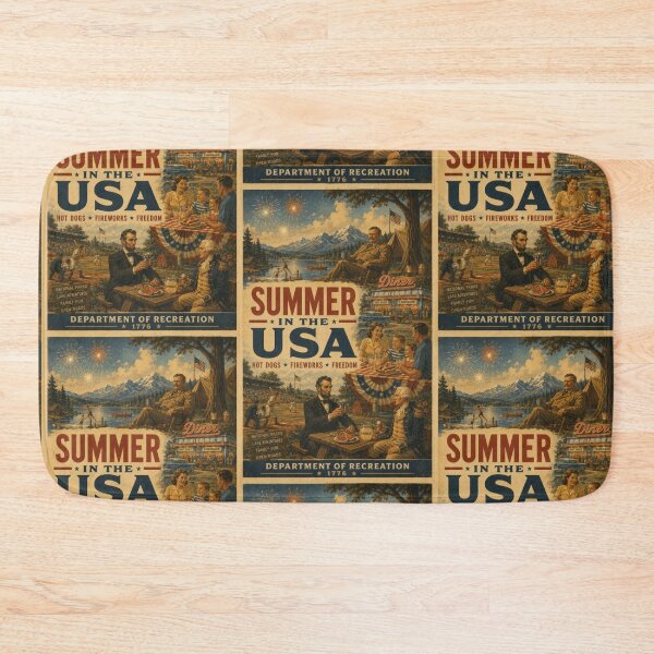 Item preview, Summer in the USA Americana Travel Poster designed and sold by TheTrendsDesk.