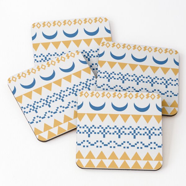 Item preview, Tribal Moon, Land and Sea Print - Greek Blue, Gold and White designed and sold by Daniel Bevis Design.