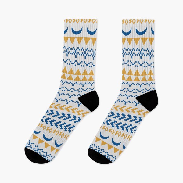Item preview, Tribal Moon, Land and Sea Print - Greek Blue, Gold and White designed and sold by Daniel Bevis Design.