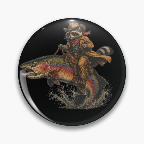 Item preview, Funny Raccoon Riding Rainbow Trout Raccoon Meme designed and sold by will freed18.