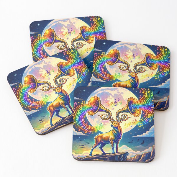 Item preview, Moonlight Melody – Deer with Gramophone Antlers designed and sold by Dogandesighn.