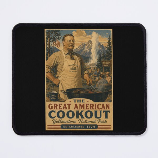 Item preview, The Great American Cookout Yellowstone National Park Theodore Roosevelt Vintage Poster designed and sold by TheTrendsDesk.