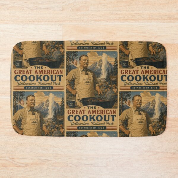 Item preview, The Great American Cookout Yellowstone National Park Theodore Roosevelt Vintage Poster designed and sold by TheTrendsDesk.