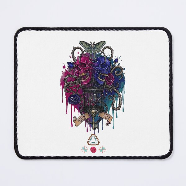 Item preview, Amor Mea Vita Tua – Gothic Dual Skull & Birdcage Illustration designed and sold by m-yoga-store.