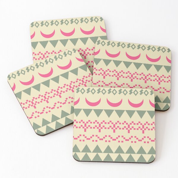 Item preview, Tribal Moon, Land and Sea Print - Pistachio, Blossom Pink and Cream designed and sold by Daniel Bevis Design.