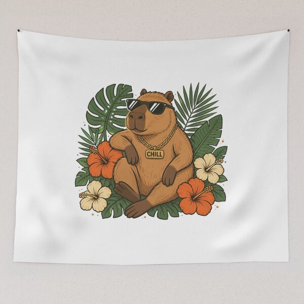 Item preview, Chill Capybara Relaxing Animal Illustration designed and sold by Girlsale.