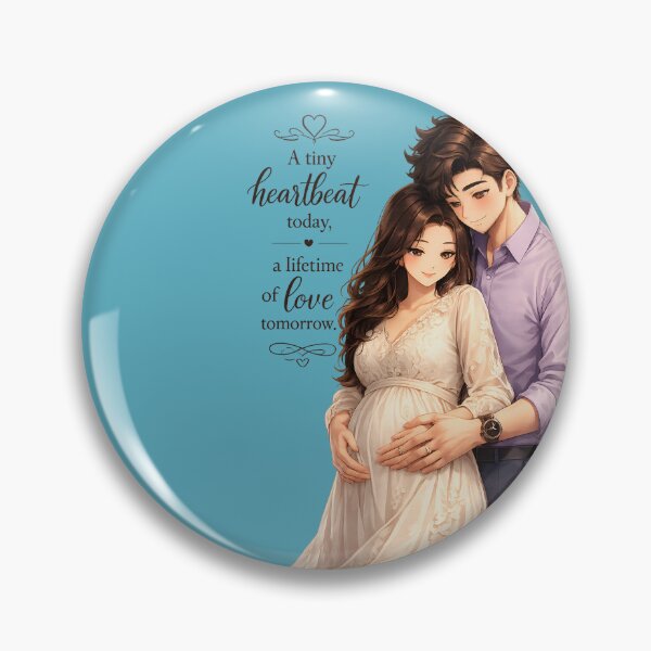 Item preview, A Tiny Heartbeat Today, A Lifetime of Love Tomorrow – Anime Pregnancy Couple Wall Art designed and sold by Velmart.