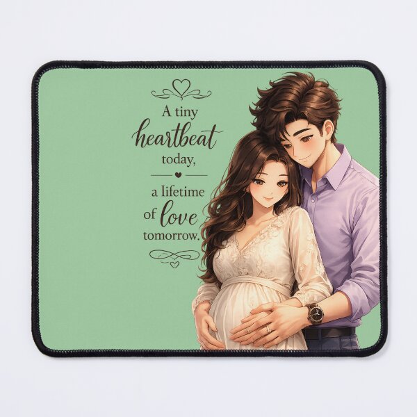 Item preview, A Tiny Heartbeat Today, A Lifetime of Love Tomorrow – Anime Pregnancy Couple Wall Art designed and sold by Velmart.