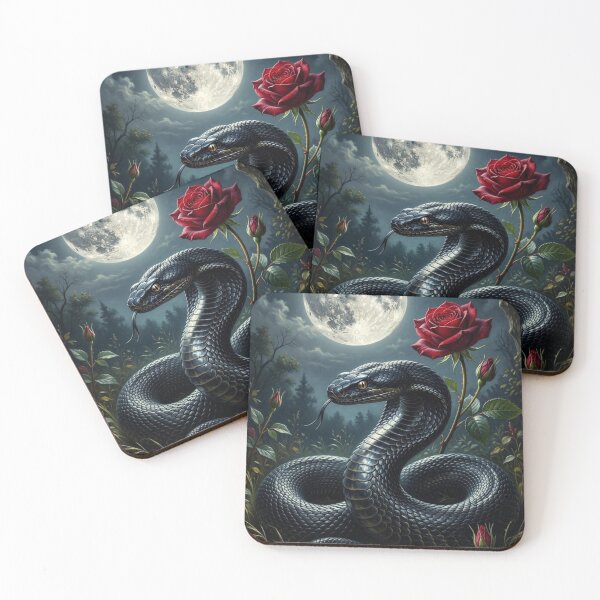 Item preview, Black Snake and Red Rose Under Moonlight designed and sold by VelarisMoon.