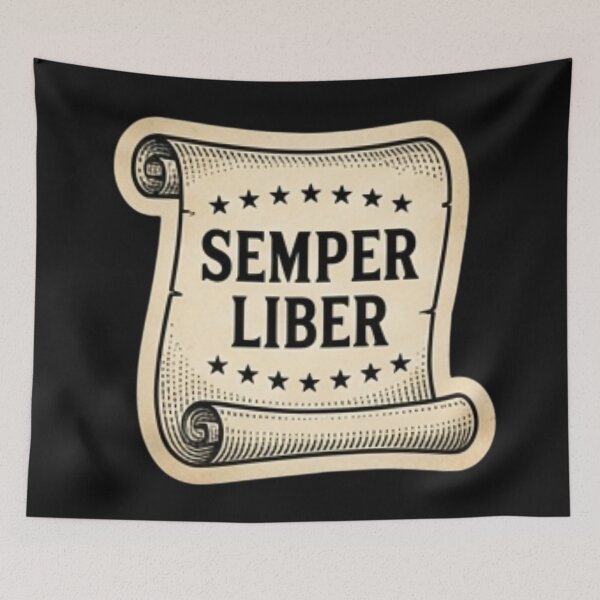 Item preview, Vintage 1776 Semper Liber Patriotic Revolutionary War Scroll Engraving designed and sold by DarkOriginArts.