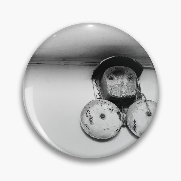Item preview, Vintage Rusted Twin Alarm Bells Mounted On White Wall Ceiling, Black and White Minimal Photograph designed and sold by Nmallia.