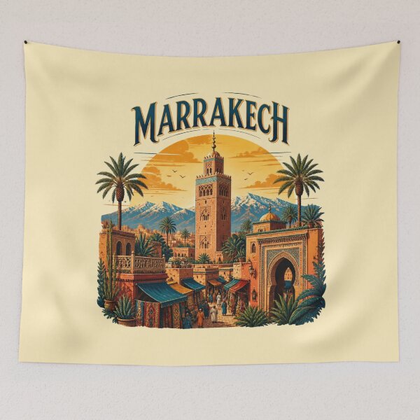 Item preview, Marrakech Sunset Skyline – Moroccan Travel Art designed and sold by ABLAT-CREATIONS.
