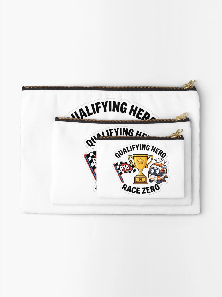 Thumbnail 2 of 4, Zipper Pouch, Qualifying Hero - Sim Racing Humor designed and sold by GarageGraphics.