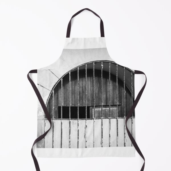 Item preview, Aged Arched Gate With Vertical Bars And Weathered Wall In Black And White designed and sold by Nmallia.