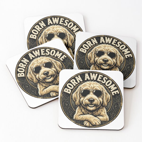 Item preview, Born Awesome Goldendoodle Dog Lover Shirt | Cool Dog Vintage Graphic Tee designed and sold by SOFWIN.