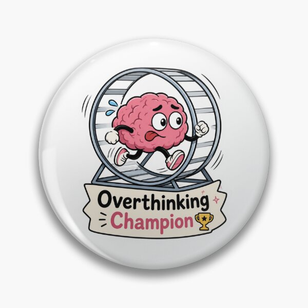 Item preview, Overthinking Champion – Funny Brain Hamster Wheel Sticker designed and sold by Rosa Studio.