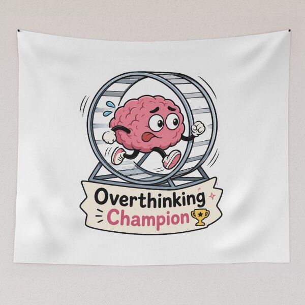Item preview, Overthinking Champion – Funny Brain Hamster Wheel Sticker designed and sold by Rosa Studio.