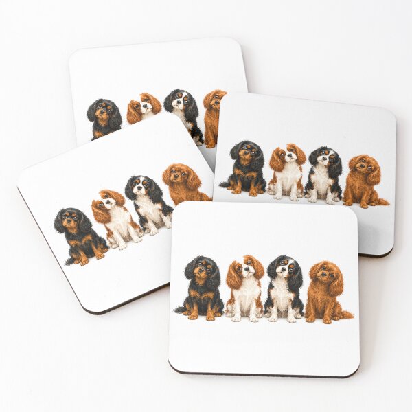 Item preview, Four Cavalier King Charles Spaniels | Watercolor Dog Portrait designed and sold by SakuraWaStyle.