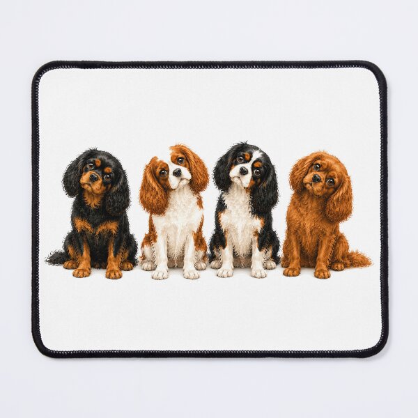 Item preview, Four Cavalier King Charles Spaniels | Watercolor Dog Portrait designed and sold by SakuraWaStyle.
